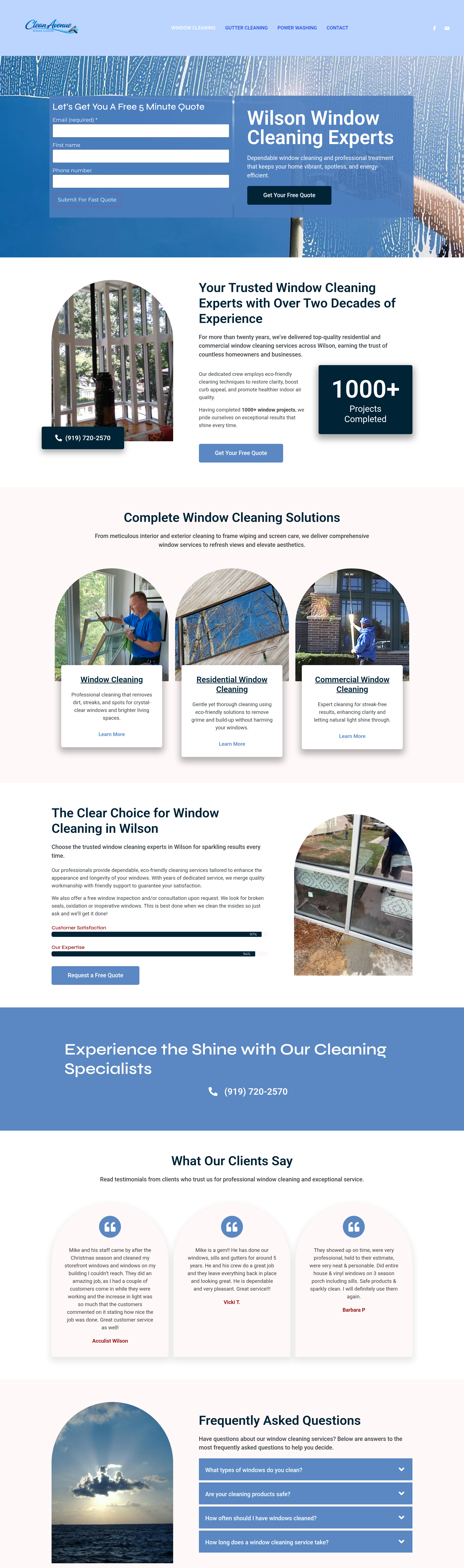Clean Avenue Window Cleaning website designed by The Clever Contractor